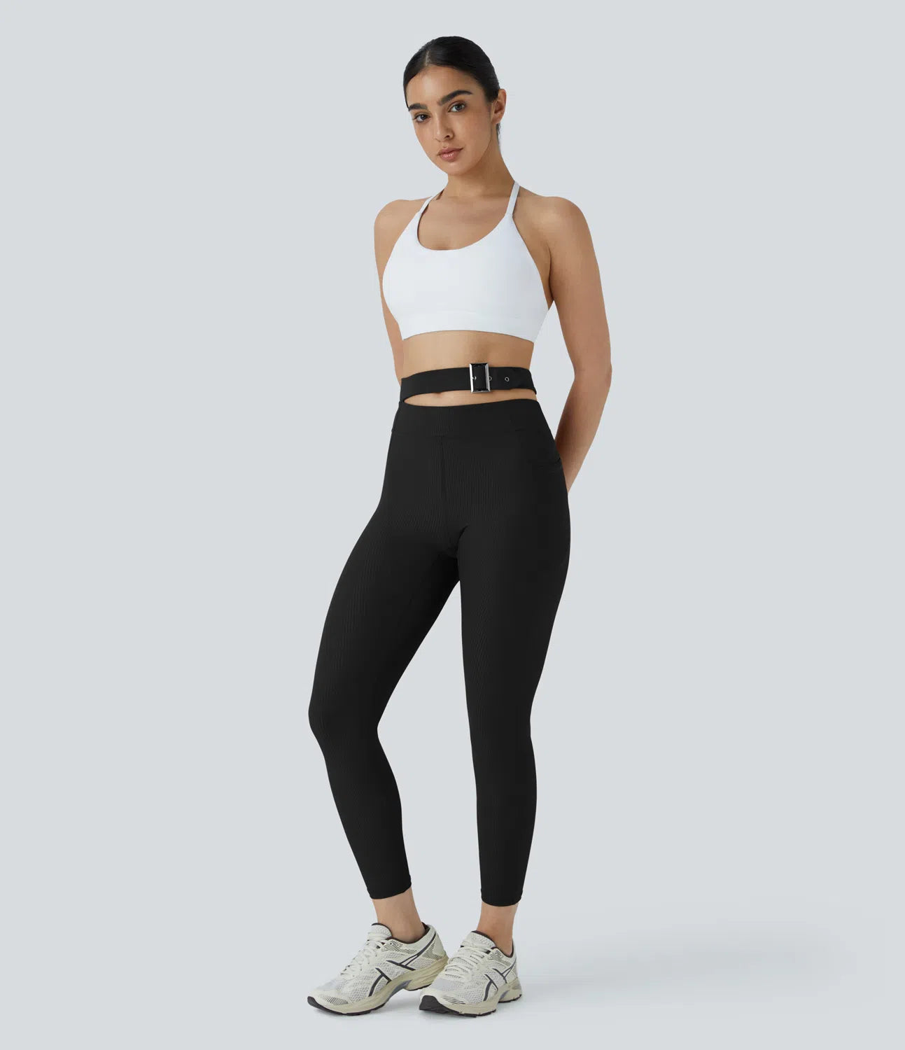 AFZ® Ribbed Buckle Yoga Leggings