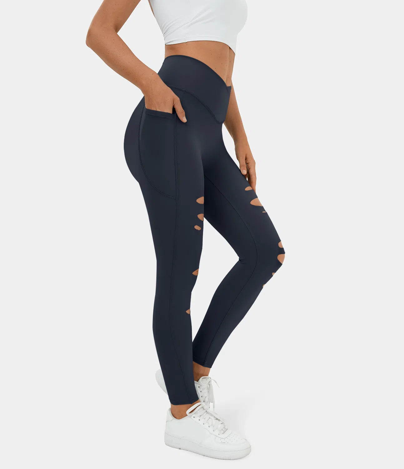 AFZ® Crossover Ripped Leggings