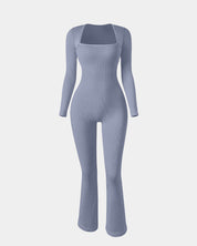 AFZ®Onesie Ribbed Long Sleeve Bell Bottoms Flare Jumpsuits