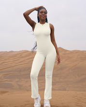 AFZ®Onesie Crew Neck Sleeveless Bell Flare Jumpsuits