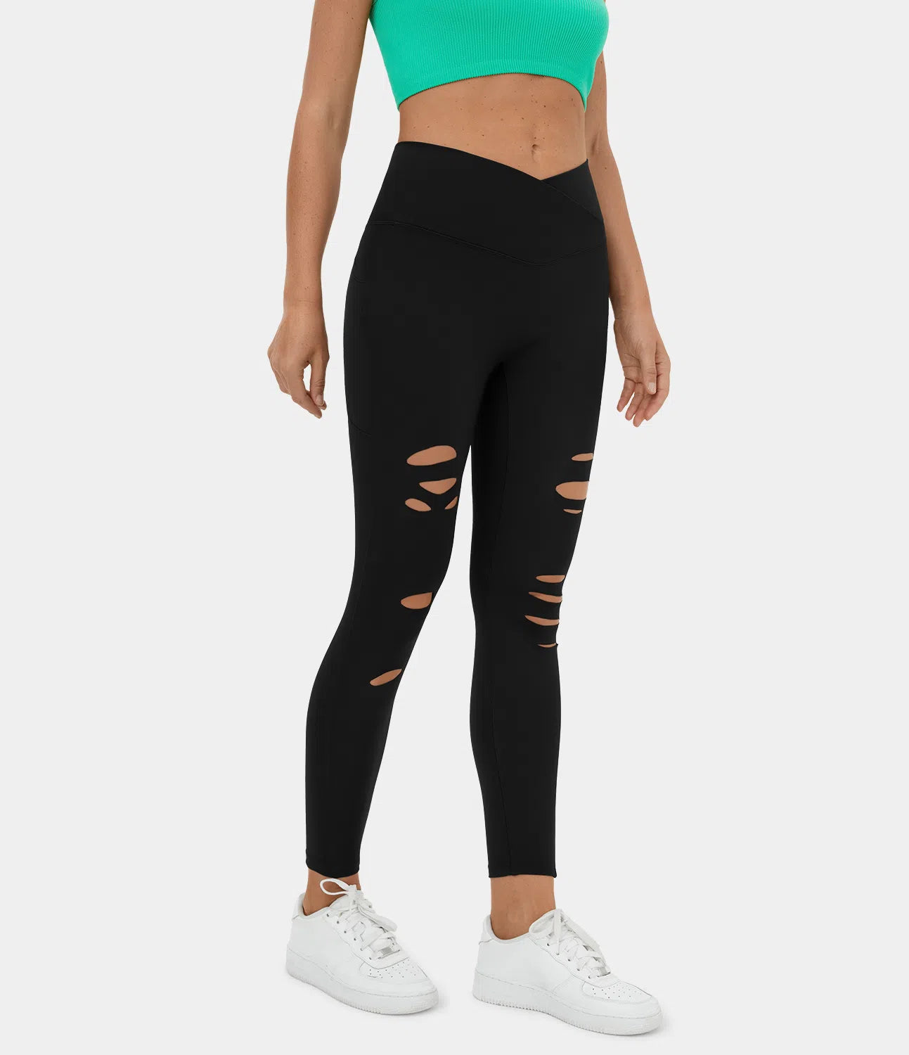 AFZ® Crossover Ripped Leggings