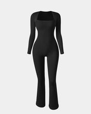 AFZ®Onesie Ribbed Long Sleeve Bell Bottoms Flare Jumpsuits