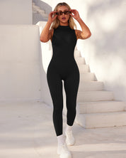 AFZ®Onesie Ribbed Sleeveless High Neck Jumpsuits